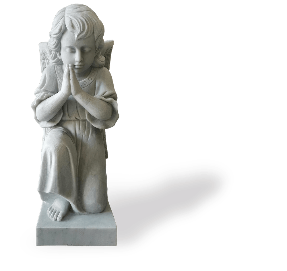 kneeling child angel statue