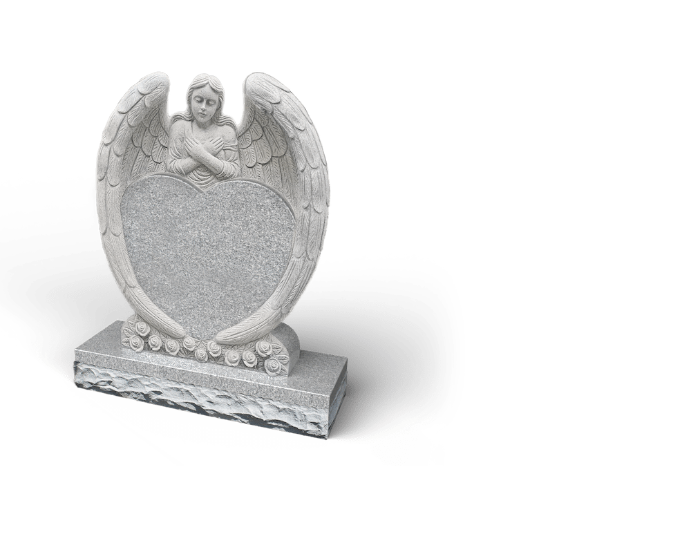 embracing heart angel sculpted memorials
