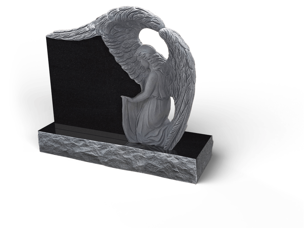 Kneeling Angel with Extended Wings sculptured memorials